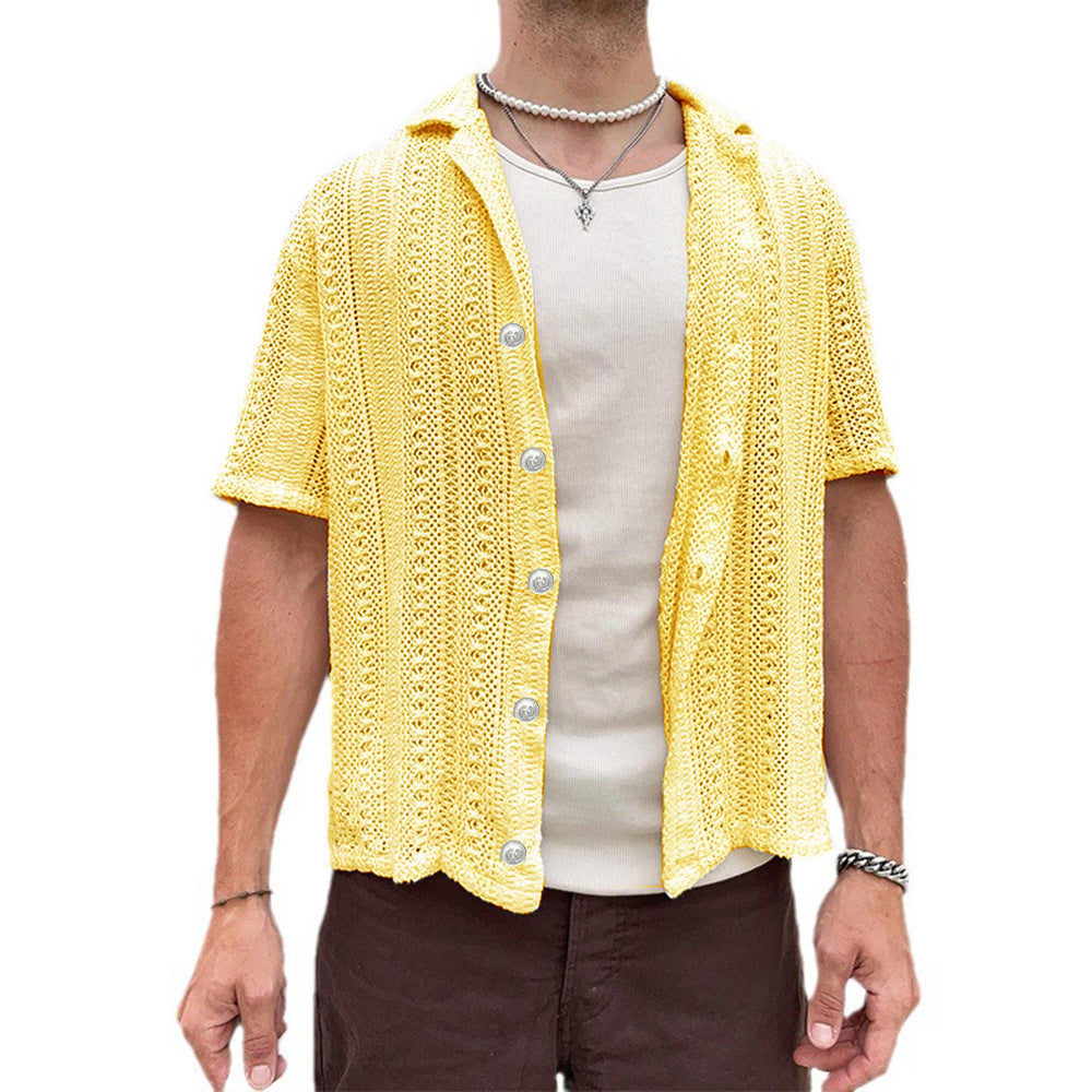 European And American Leisure Knitted Cardigan Summer Cool Hollow Short Sleeve
