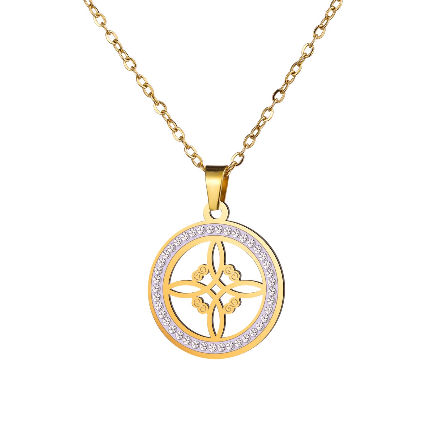Collier pendentif nœud de sorcière monocouche en acier inoxydable