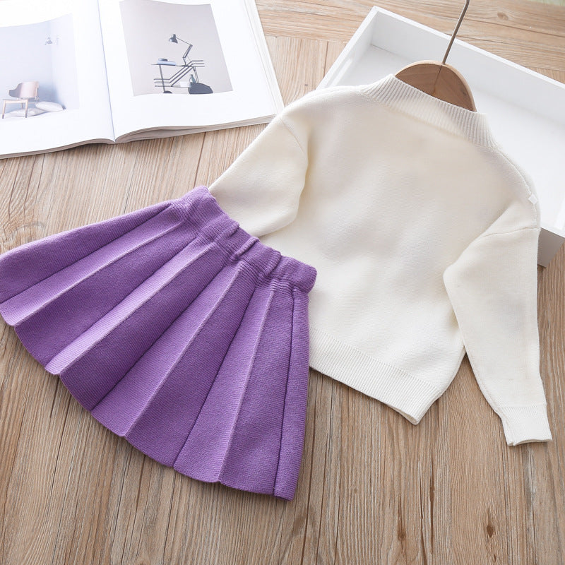 Robe pull deux pièces en laine de vison pour bébé fille
