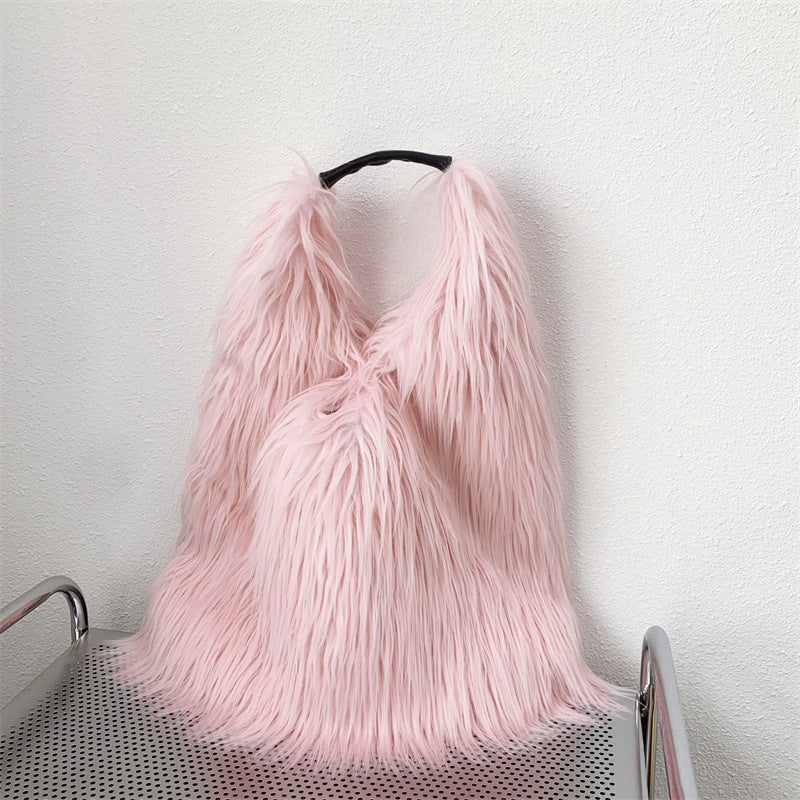 Sac fourre-tout en peluche à une épaule en laine d'eau