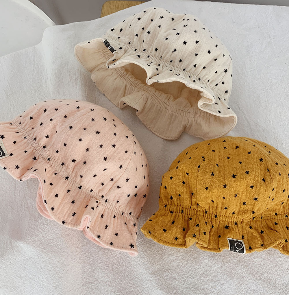 Gorro para el sol para bebé de bebé con lunares dobles de pescador