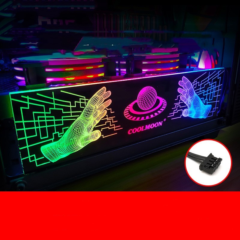 Barra de luz LED montada transversal, caja emisora, decoración, soporte para tarjeta gráfica RGB