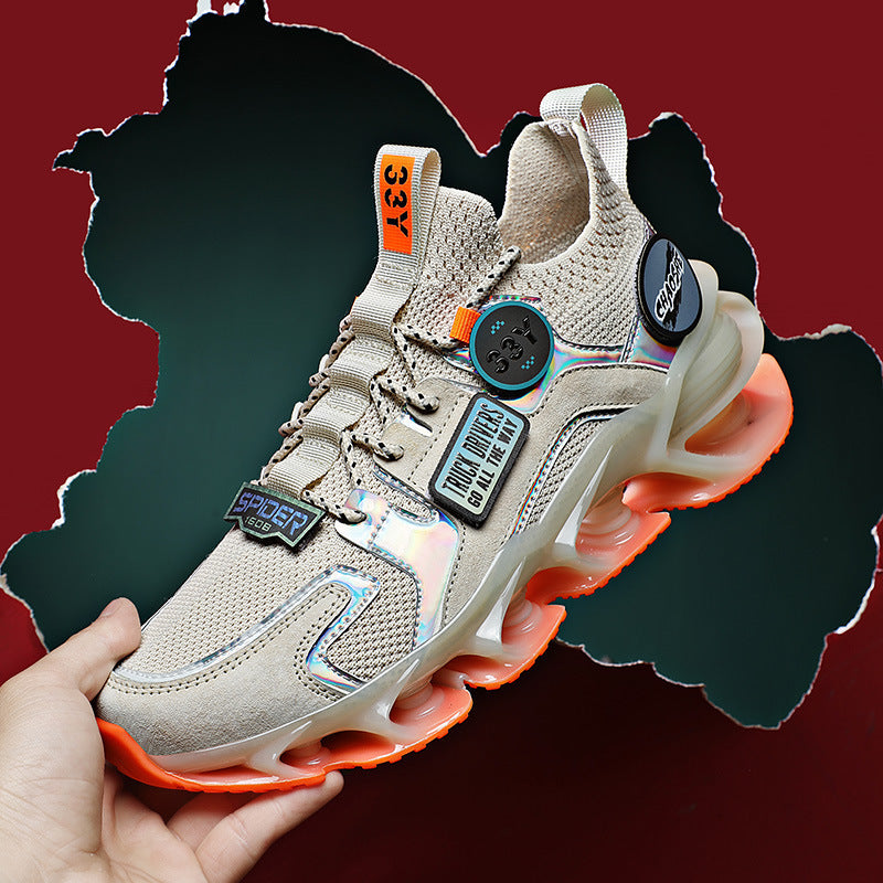 Zapatos deportivos con absorción de impacto y hoja hueca, zapatos informales tejidos voladores transpirables de verano