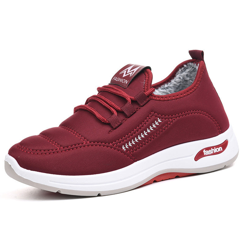 Chaussures en velours pour femmes, chaussures isolées rembourrées en coton, chaussures plates pour maman, bottes en coton