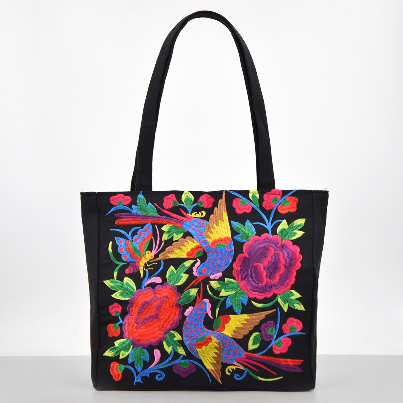 Sac à bandoulière brodé de style ethnique, sac de courses portable de grande capacité