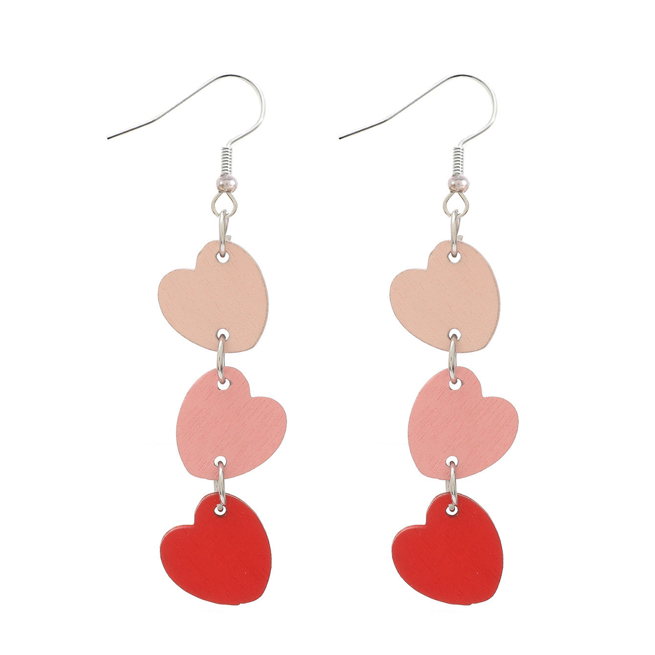 Boucles d'oreilles multicouches en forme de cœur d'amour pour la Saint-Valentin, lettres anglaises