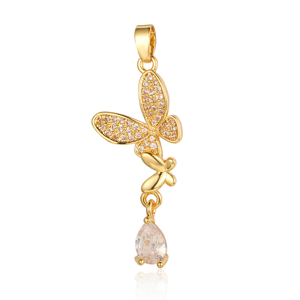 Pendentif en cristal de zirconium couleur cerf oreilles de lapin papillon