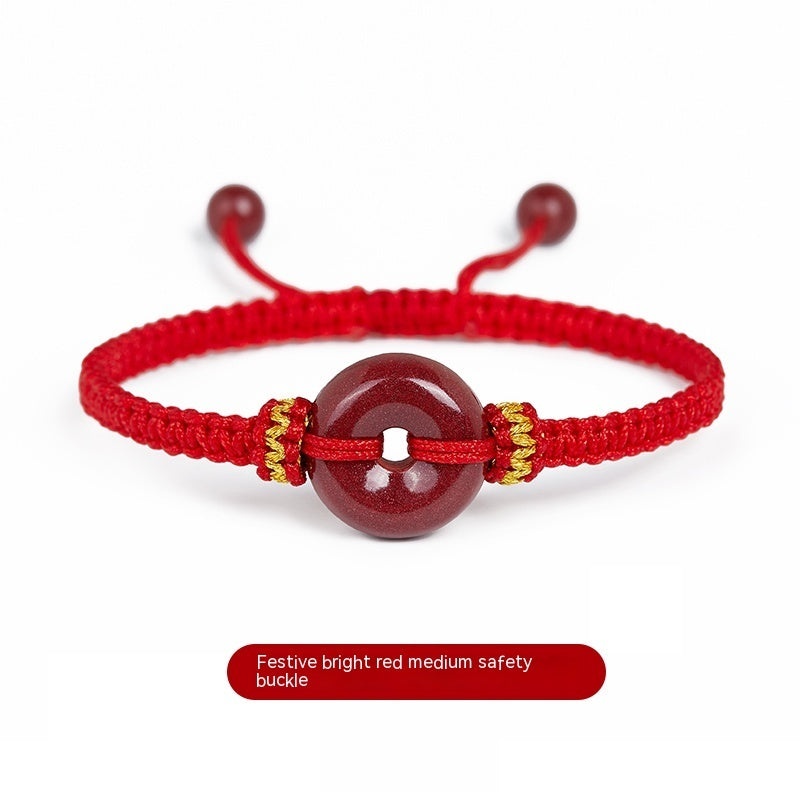 Women's Fashion Birth Year Cinnabar Peace Buckle Red Rope Bracelet