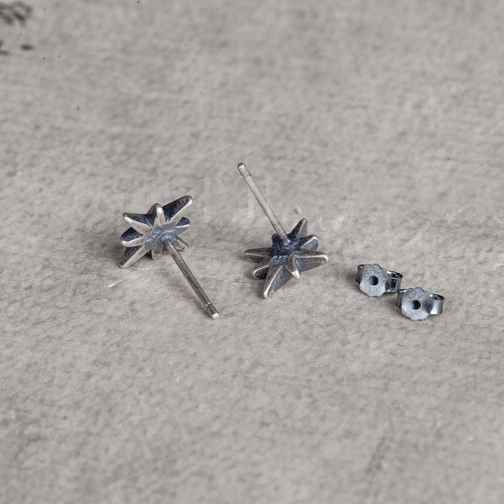 Dark Dream S925 Sterling Silver Eight Awn Shehe Stud Earrings