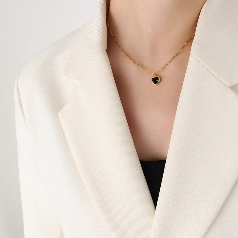 Collier pendentif d'amour incrusté de Zircon multicolore, Design de Niche d'été français