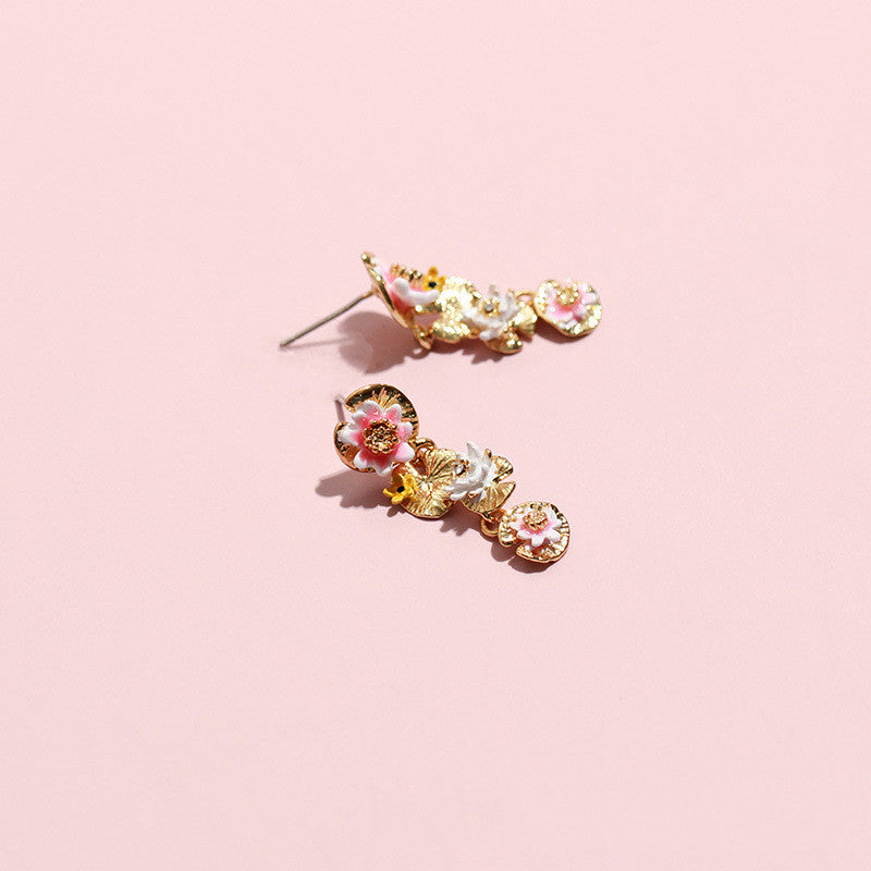 Boucles d'oreilles Feuille de Lotus Nénuphar