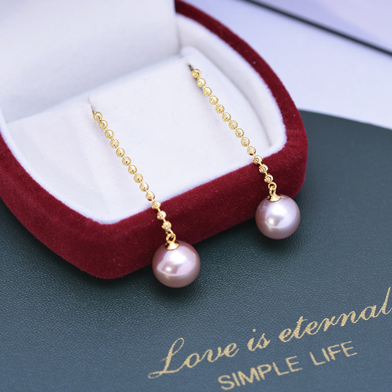 Pearl White Purple Perfect Circle Strong Light Ear Studs