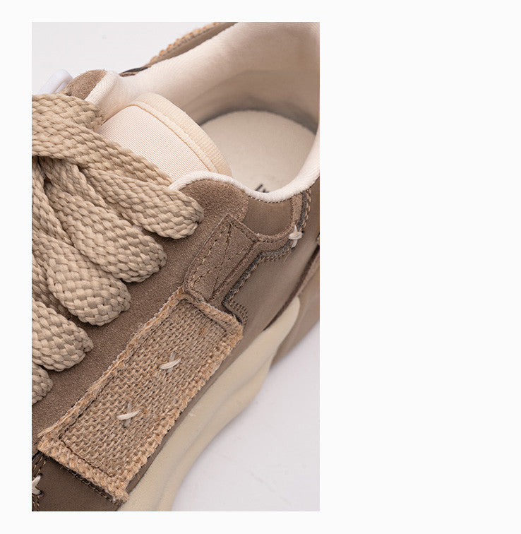 Zapatos vintage de cuero con parches versátiles e informales para hombre