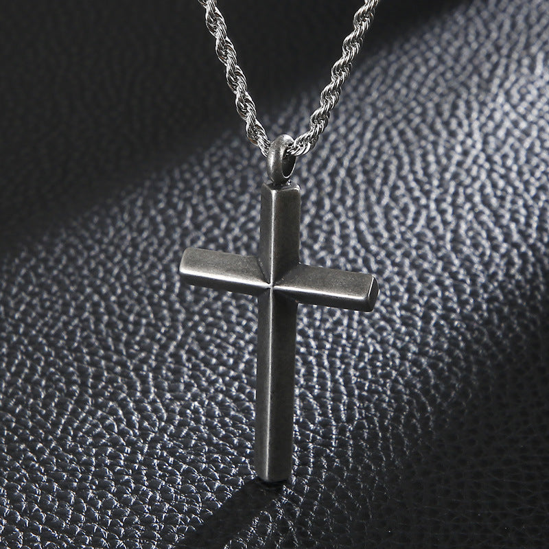 Pendentif croix galvanisé, collier créatif en acier titane et fleurs de chanvre, chaîne