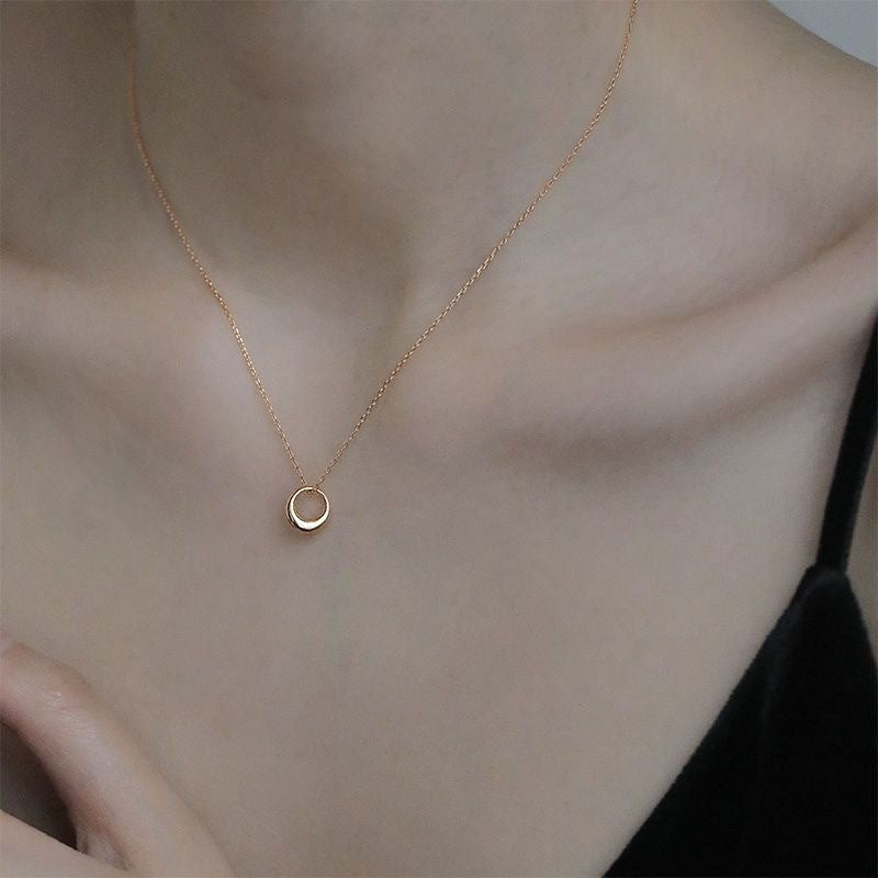 Collier cercle géométrique pour femmes, chaîne de clavicule Simple, Niche de tempérament, sac Normcore