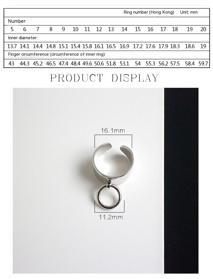 Anillo minimalista brillante con apertura de anillo de plata de ley S925