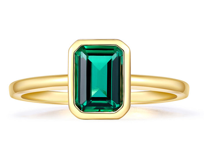 Female 925 Pure Women's Emerald Ring