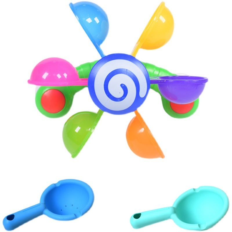 Children's Bathing, Turning, Windmill With Spoon, Baby Shower, Play Water, Rainbow Windmill, Shower, Water Play Toy