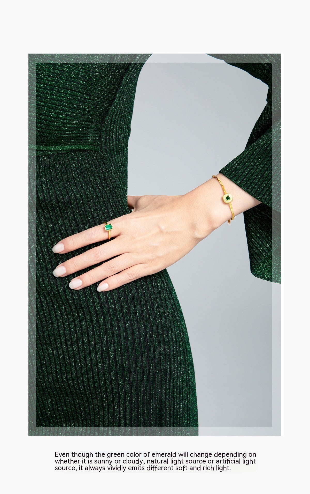 Female 925 Pure Women's Emerald Ring