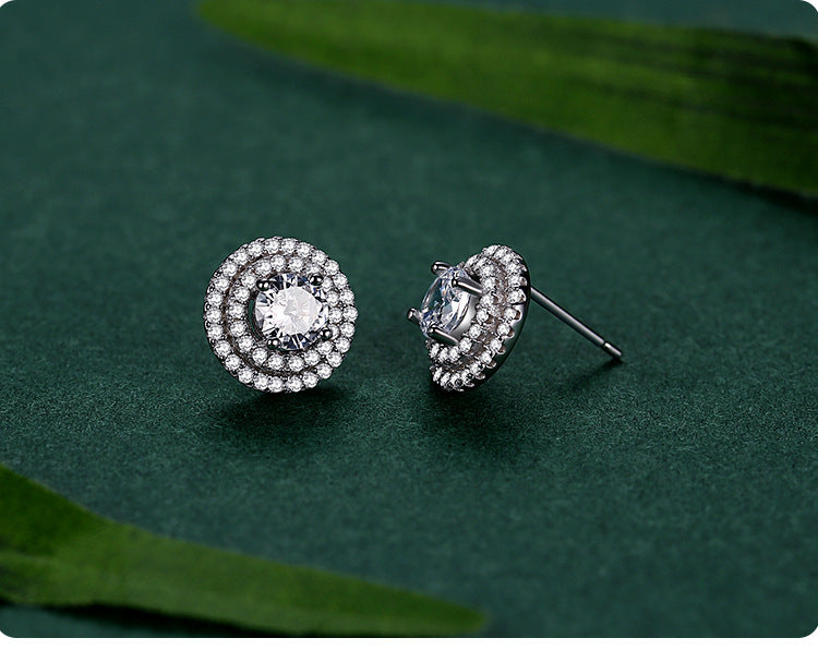 Boucles d'oreilles rondes élégantes en argent sterling S925 pour femmes