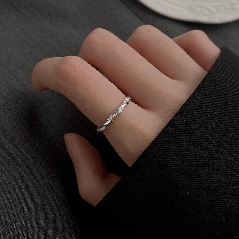 Bague torsadée mode 925 argent haute qualité lumière luxe