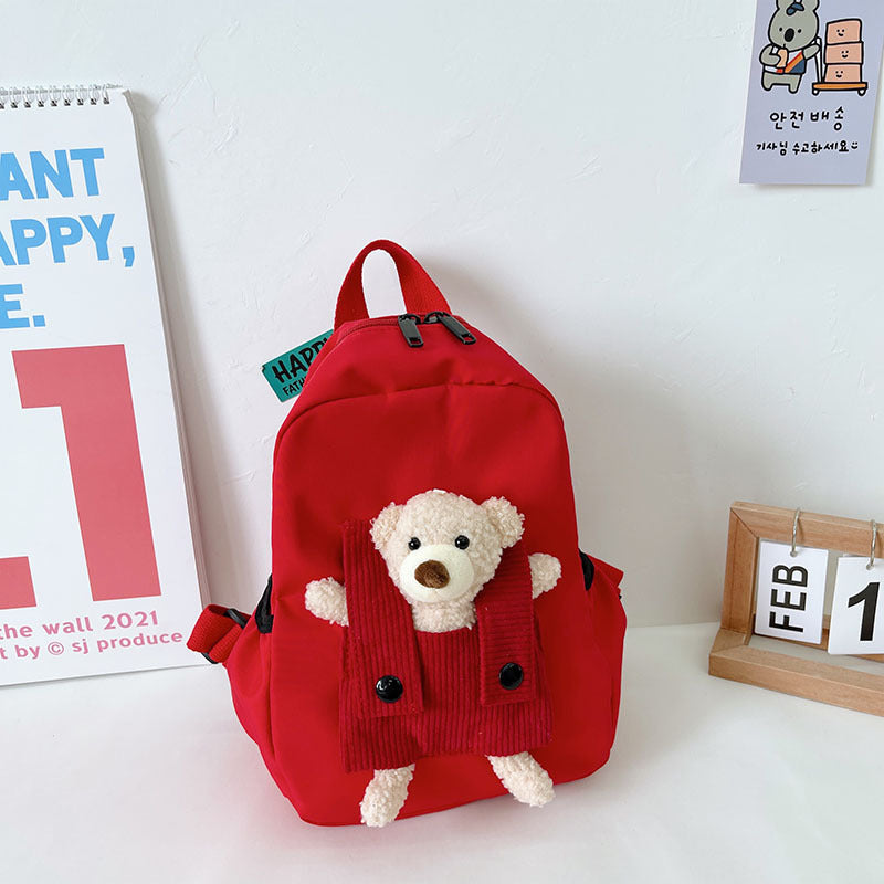 Mochila escolar de jardín de infantes con osito lindo de dibujos animados