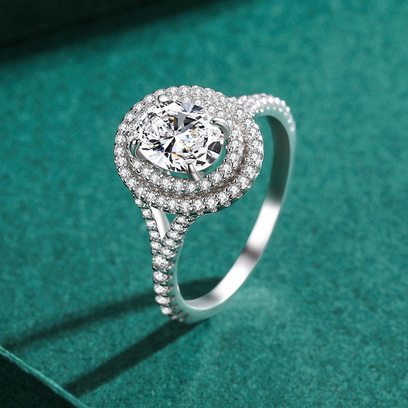 Bague ovale en argent sterling S925 pour femmes
