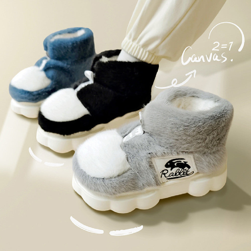 Pantoufles en coton à chevilles pour femmes, intérieur et maison
