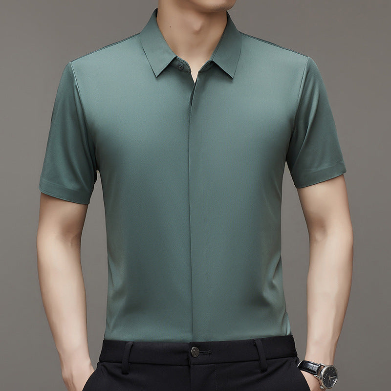 Pure Color Seamless Men's Shirt Business Casual