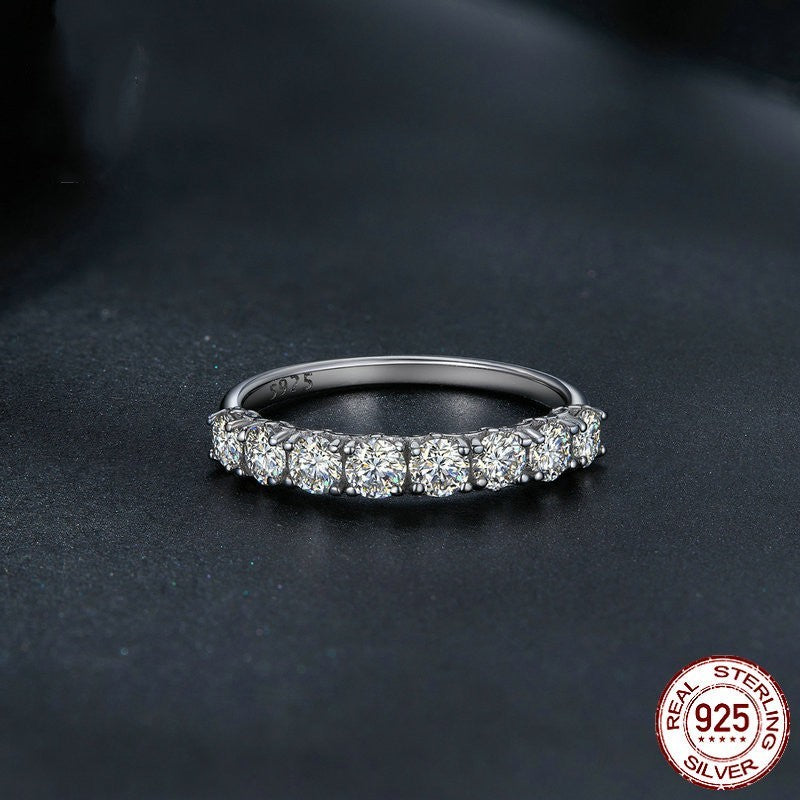 Anillo de moissanita con patrón de plata de ley S925