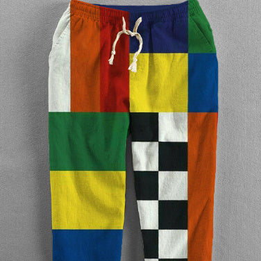 Men's Loose Casual Straight-leg 3D Printed High Waist Wide Leg Pants