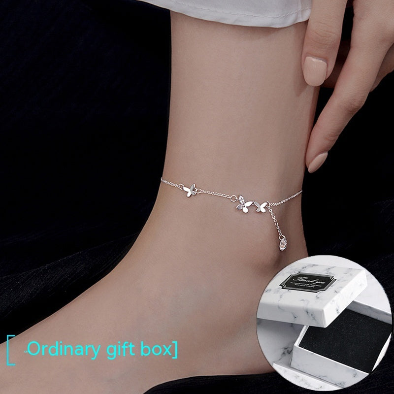 S925 Sterling Silver Butterfly Anklet For Women Special-interest Design