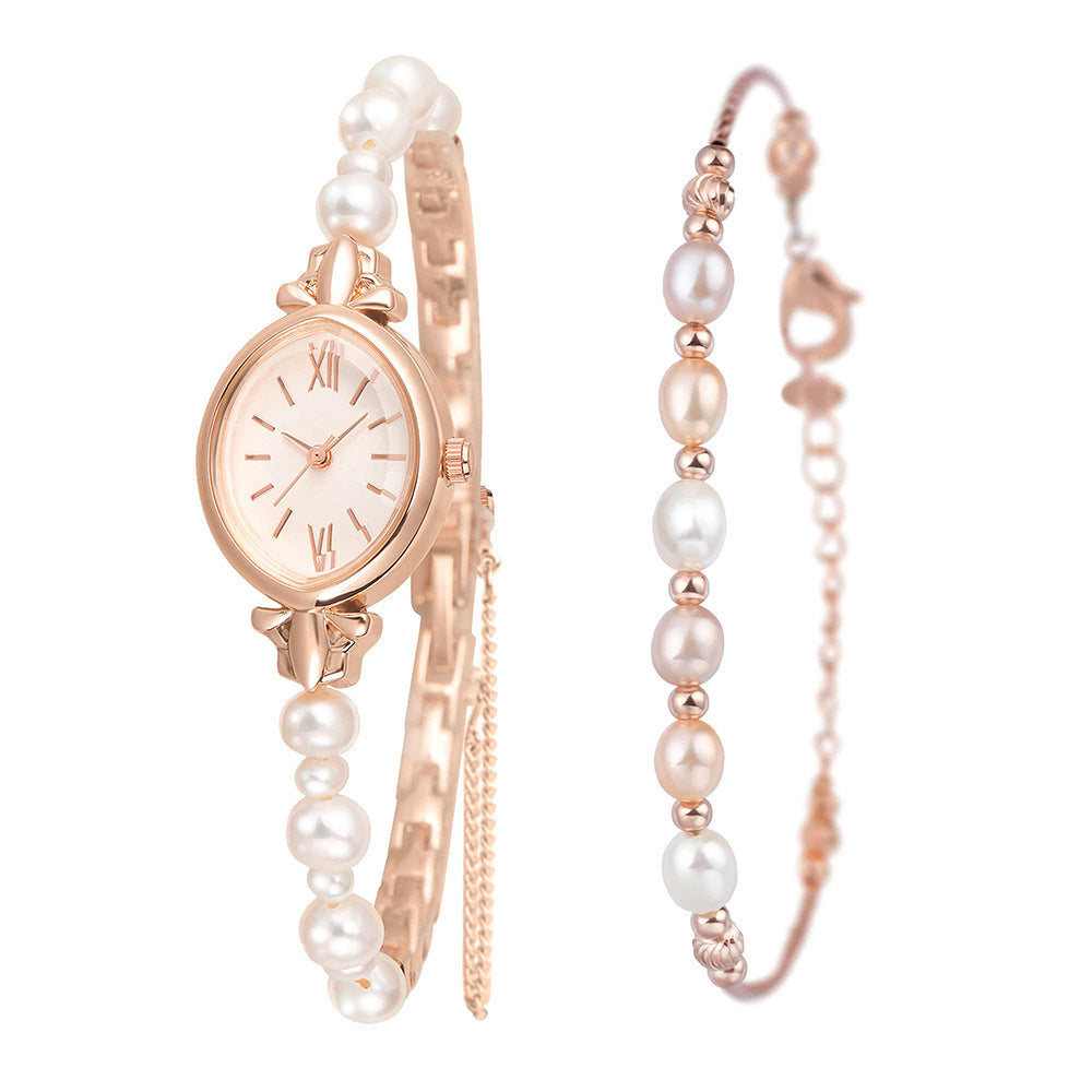 Montre pour femme à la mode, bracelet en perles d'eau douce naturelles