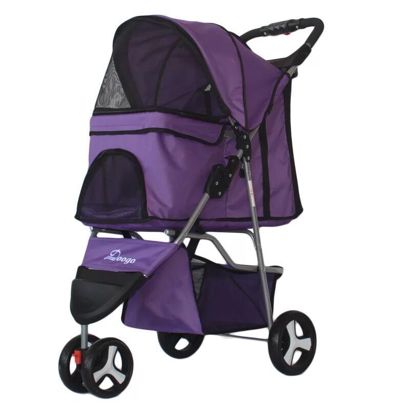 Carrito plegable ligero para mascotas, cochecito para perros y gatos, cochecito para mascotas de tres ruedas, suministros para cochecito para perros