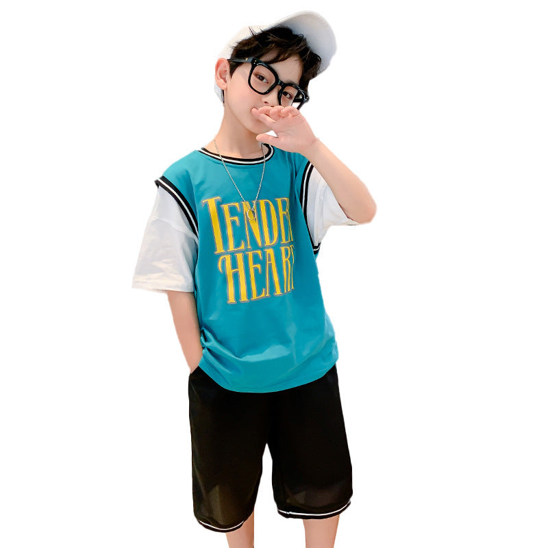 Costume d'été à manches courtes pour garçons, vêtements pour enfants