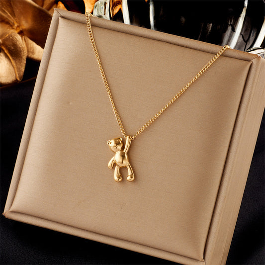 Collier pendentif ours bijoux en acier titane