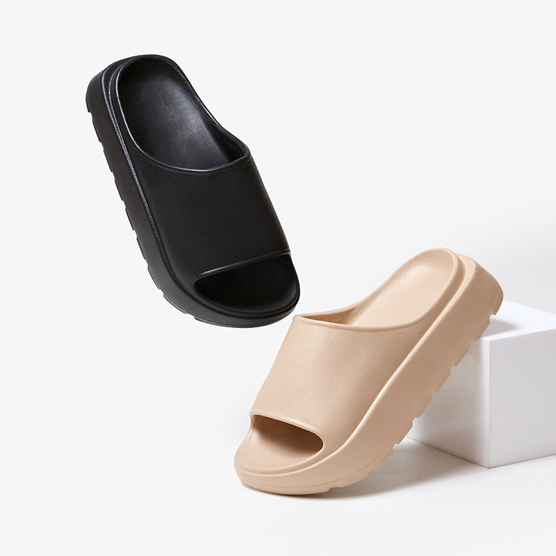 Zapatos de Boca de pescado de 5,5 cm, zapatillas de baño para el hogar, zapatillas de playa de suela gruesa para exteriores para mujer