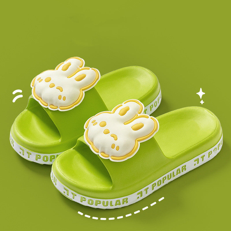 Pantoufles de lapin mignonnes pour femmes, chaussures d'été de jardin avec lettres, antidérapantes, pour l'intérieur, la salle de bain, la maison