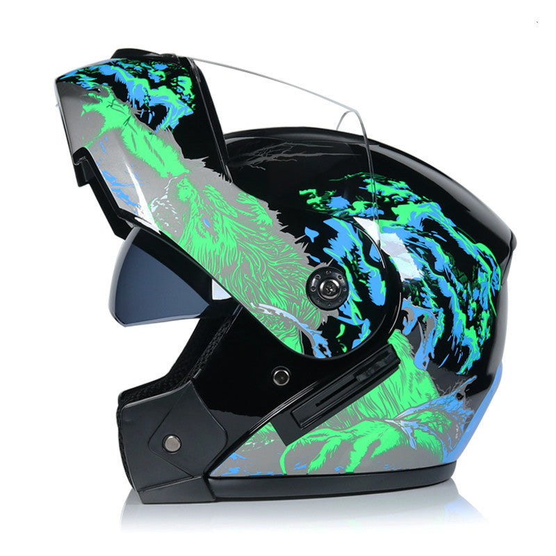 Casco descubierto de doble lente para motocicleta de invierno