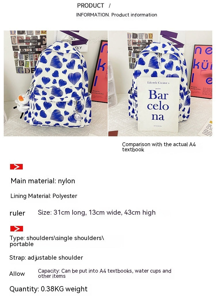 Mochila Sweet Love de estilo coreano, ligera de gran capacidad para mujer