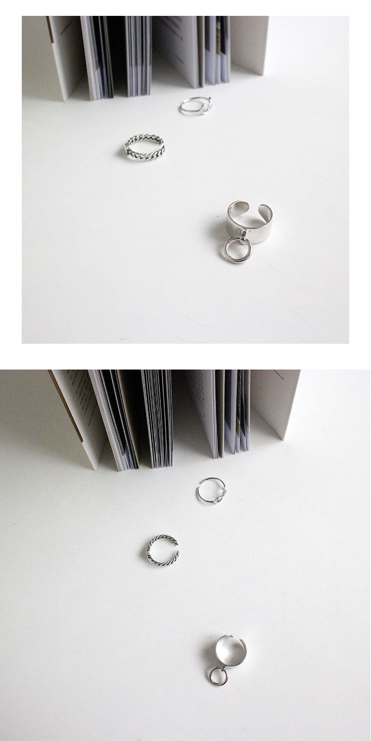 Anillo minimalista brillante con apertura de anillo de plata de ley S925