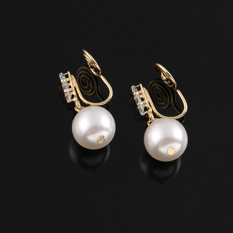 All Match Pearl Stud Earrings Earrings Female Silver Needle Zircon