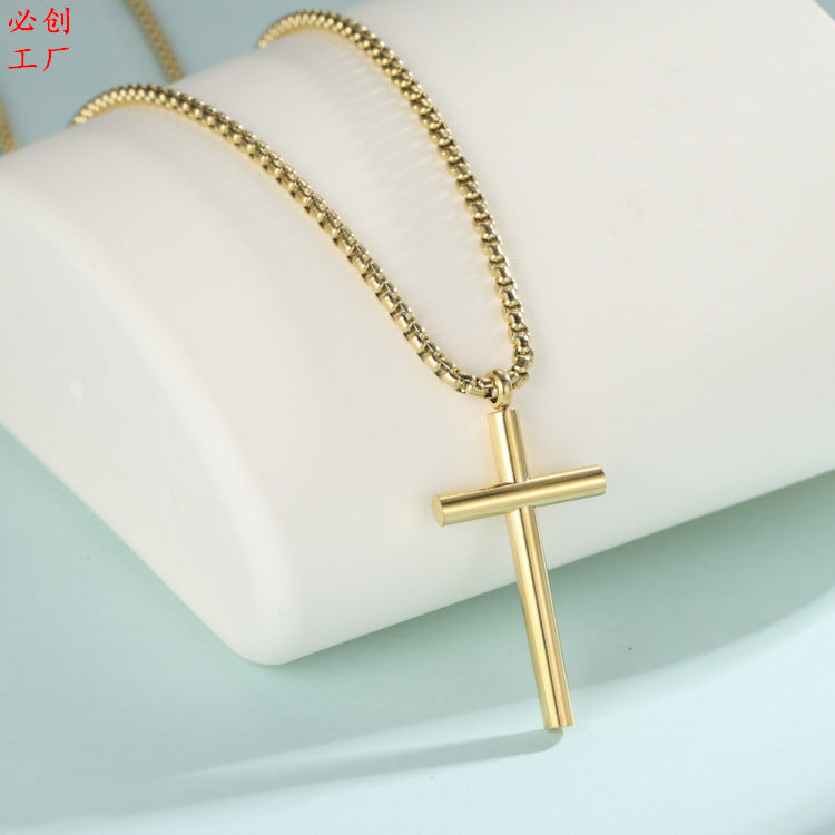 Simple All-match Cross Pendant Nordic Diy Titanium Steel Necklace