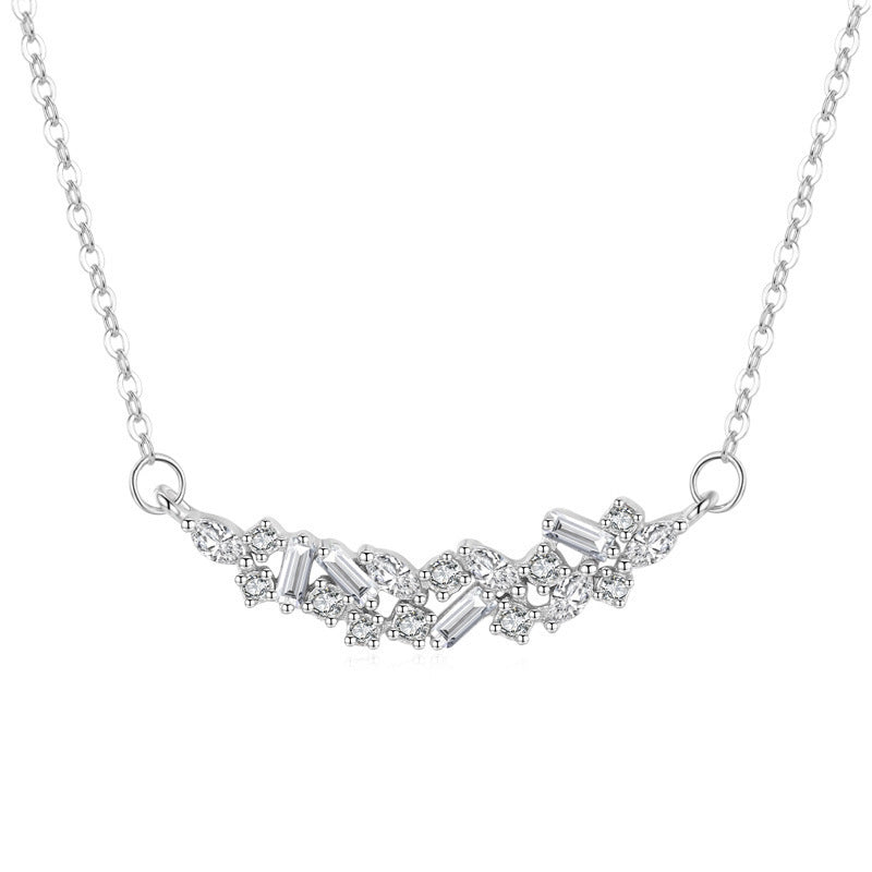 S925 Sterling Silver Niche Necklace Women's Light Luxury High-grade Micro-inlaid Necklace All-match Pendant