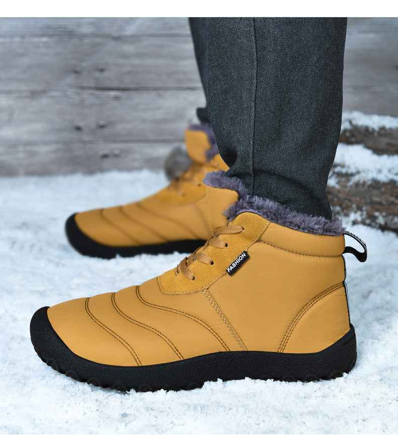 Chaussures en coton grande taille, bottes de neige chaudes et décontractées à fond plat, doublées de polaire