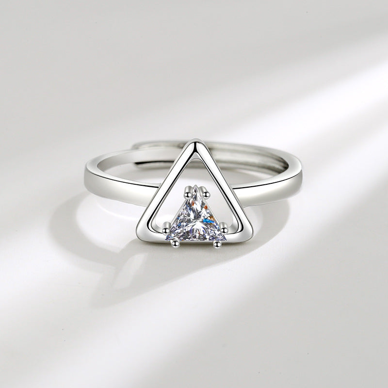 Triangle Zircon Ring Women's Fashion All-match Geometric Open Ring