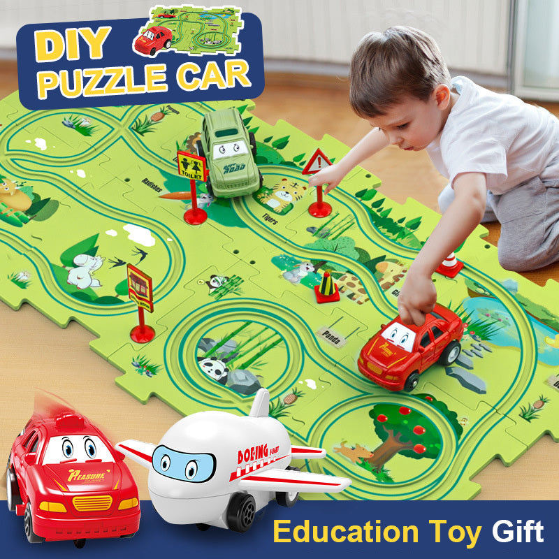 Puzzle pour enfants, vitesse de chemin de fer électrique, assemblage de voiture électrique automatique, scène de ville, Construction, jouet éducatif, cadeau