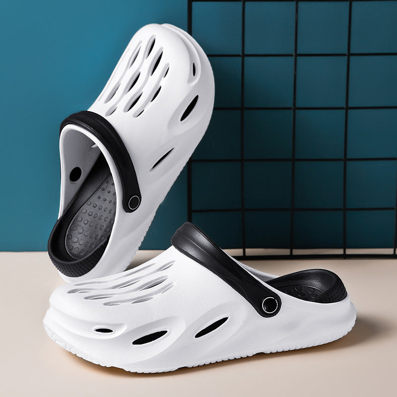 Hole Shoes Pantoufles d'extérieur d'été pour hommes en caoutchouc antidérapant