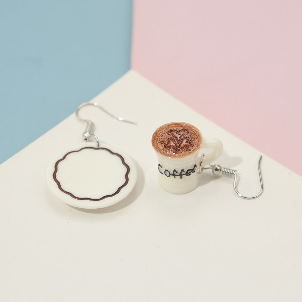 Creative Candy Toy Three-dimensional Coffee Earrings Simulation Exaggerated Funny