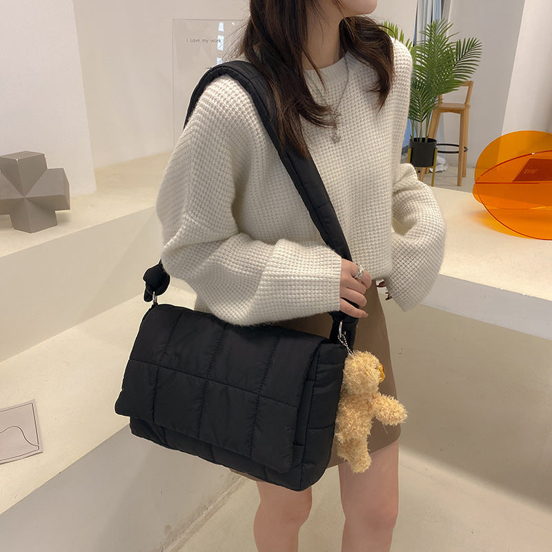 Sac à bandoulière en tissu Oxford rétro matelassé en diamant pour femmes